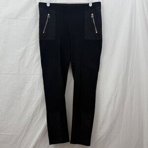 H&M Zippered Detail Stretch Pants Women M Black